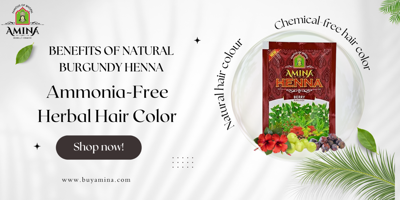 Natural burgundy henna hair color