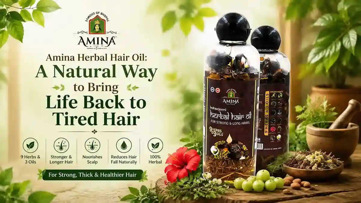 Amina Herbal Hair Oil with 9 Herbs and 3 Oils for Strong, Thick and Healthy Hair