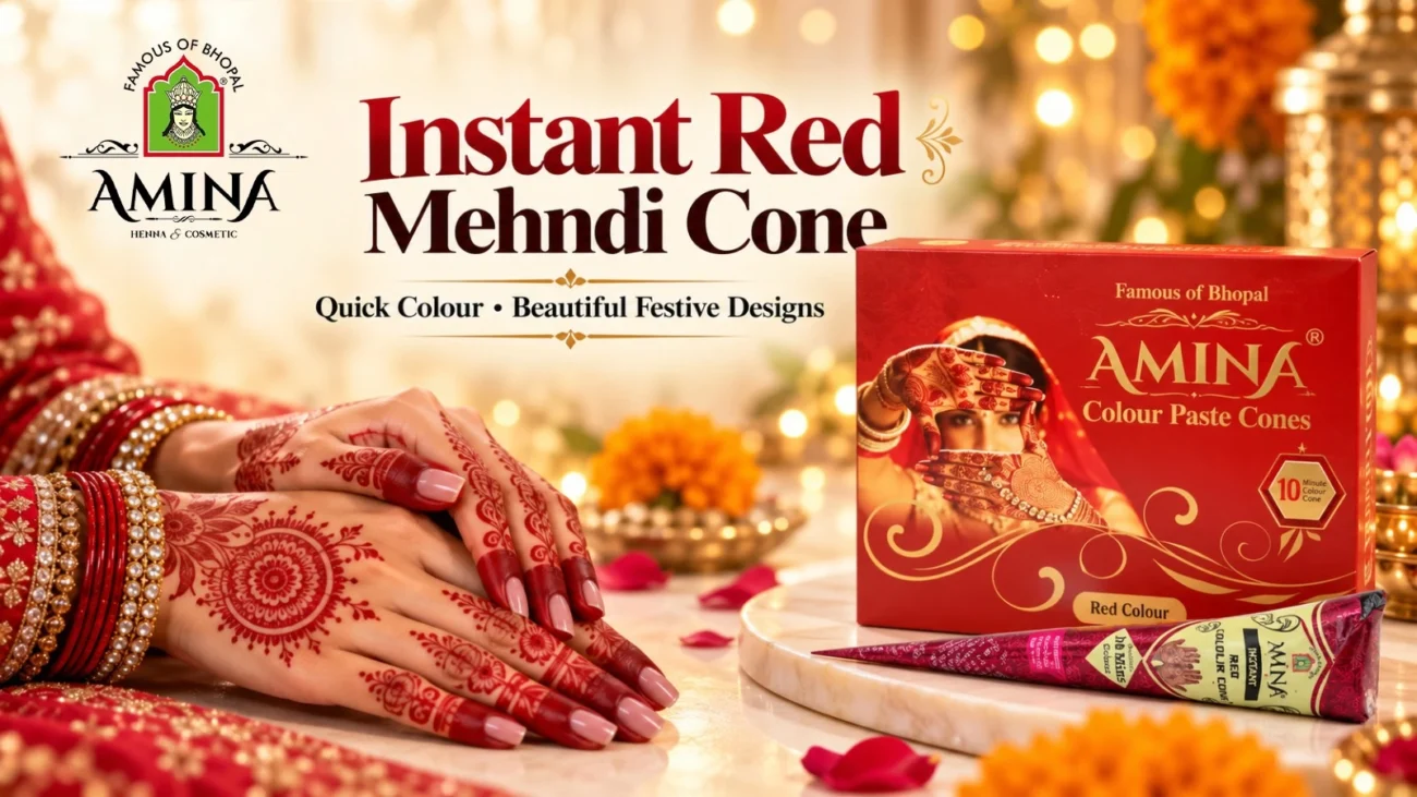 Amina instant red mehndi cone for festive mehndi designs