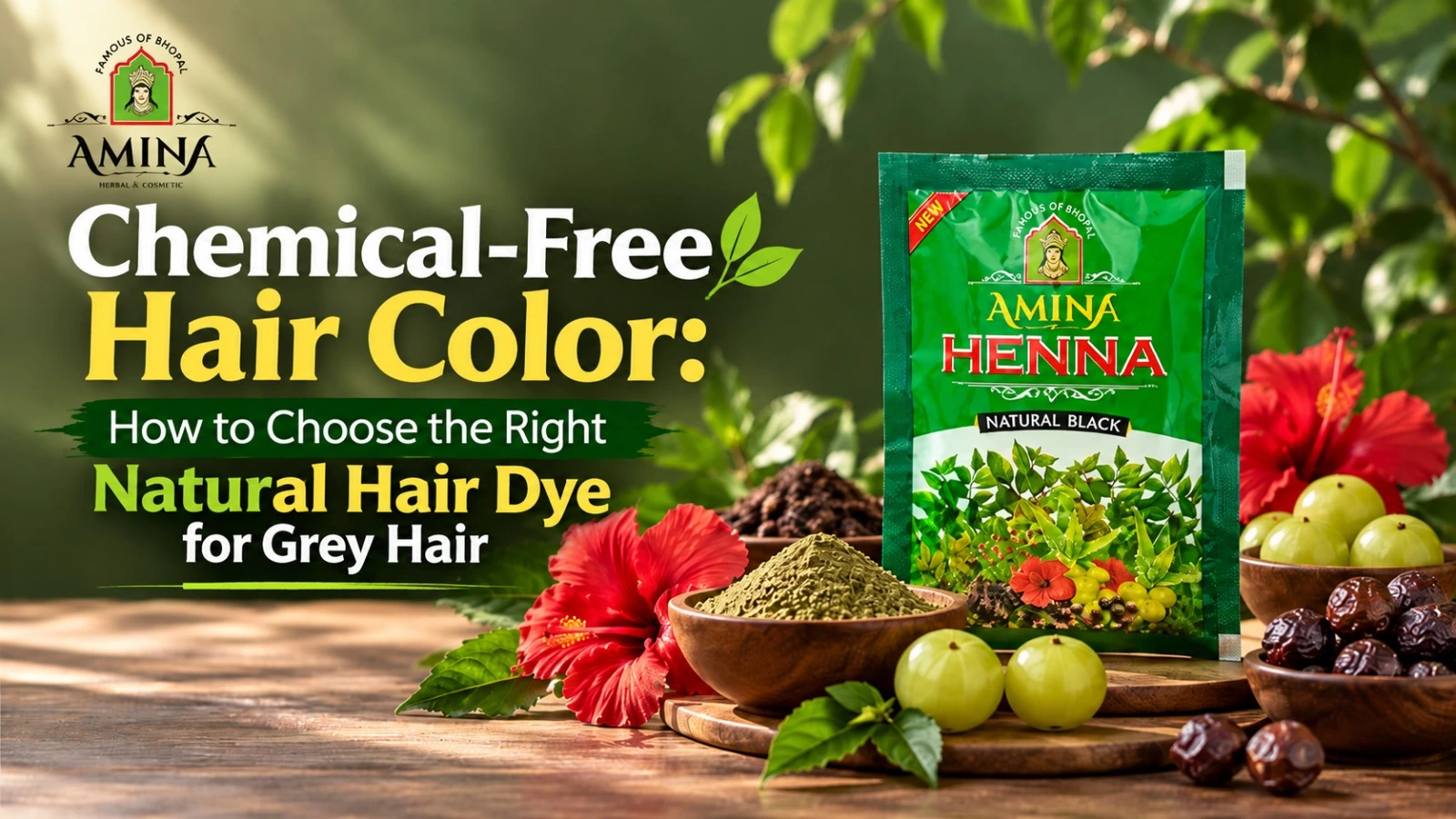 Chemical-free hair color powder with henna and herbal ingredients. Internal links: Link naturally to the Hair Color Collection and the relevant black and brown product pages.
