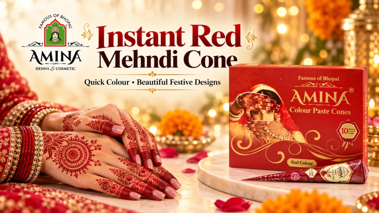 Amina instant red mehndi cone for festive mehndi designs